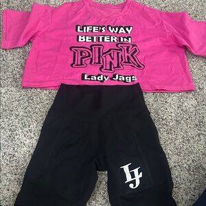 TG Lady Jags Crop Top and Biker Shorts Set